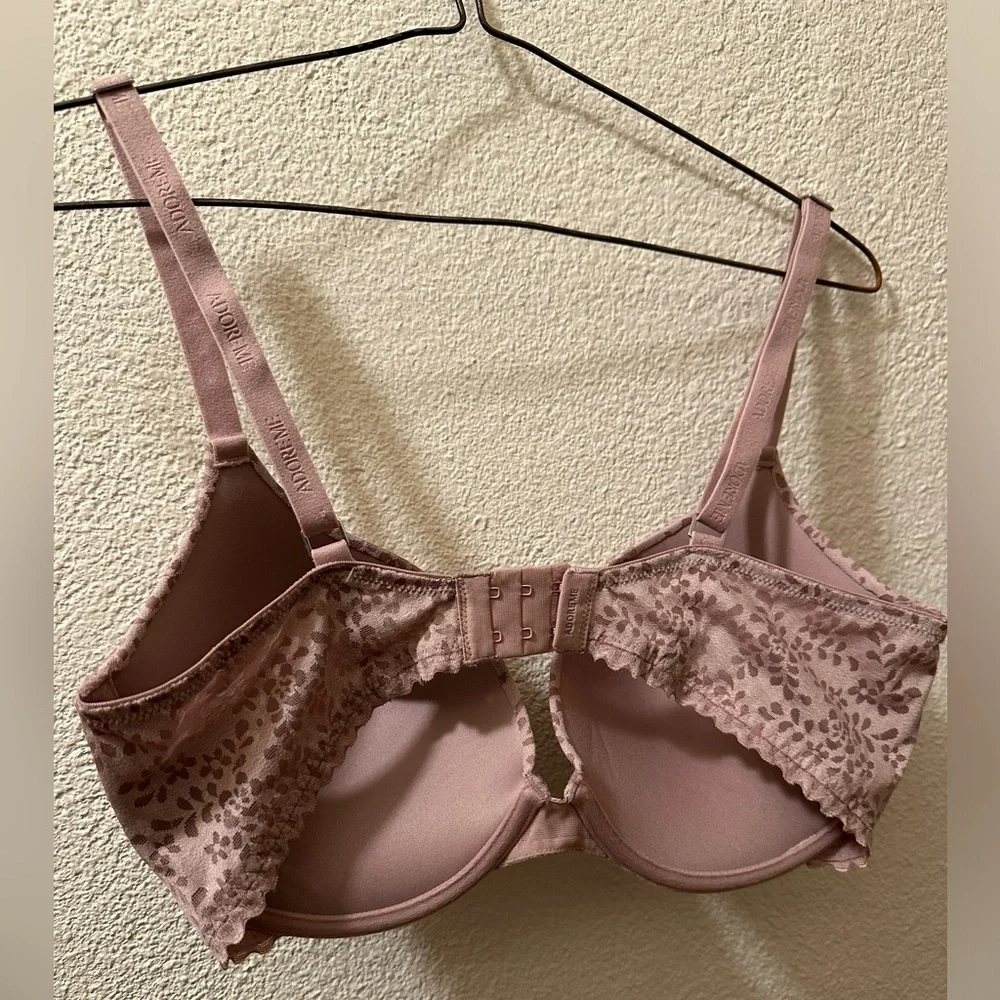 Adore Me Underwire Support Mauve Floral Pattern Bra Size 34DD